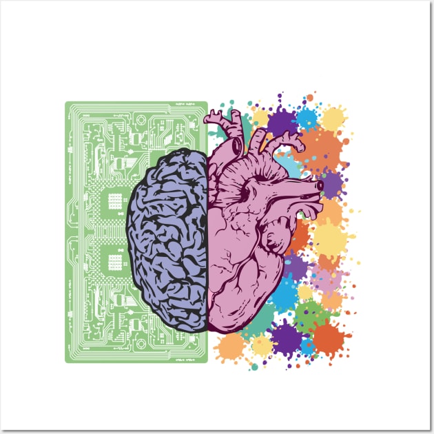 Brain and Heart Wall Art by HappyTrend